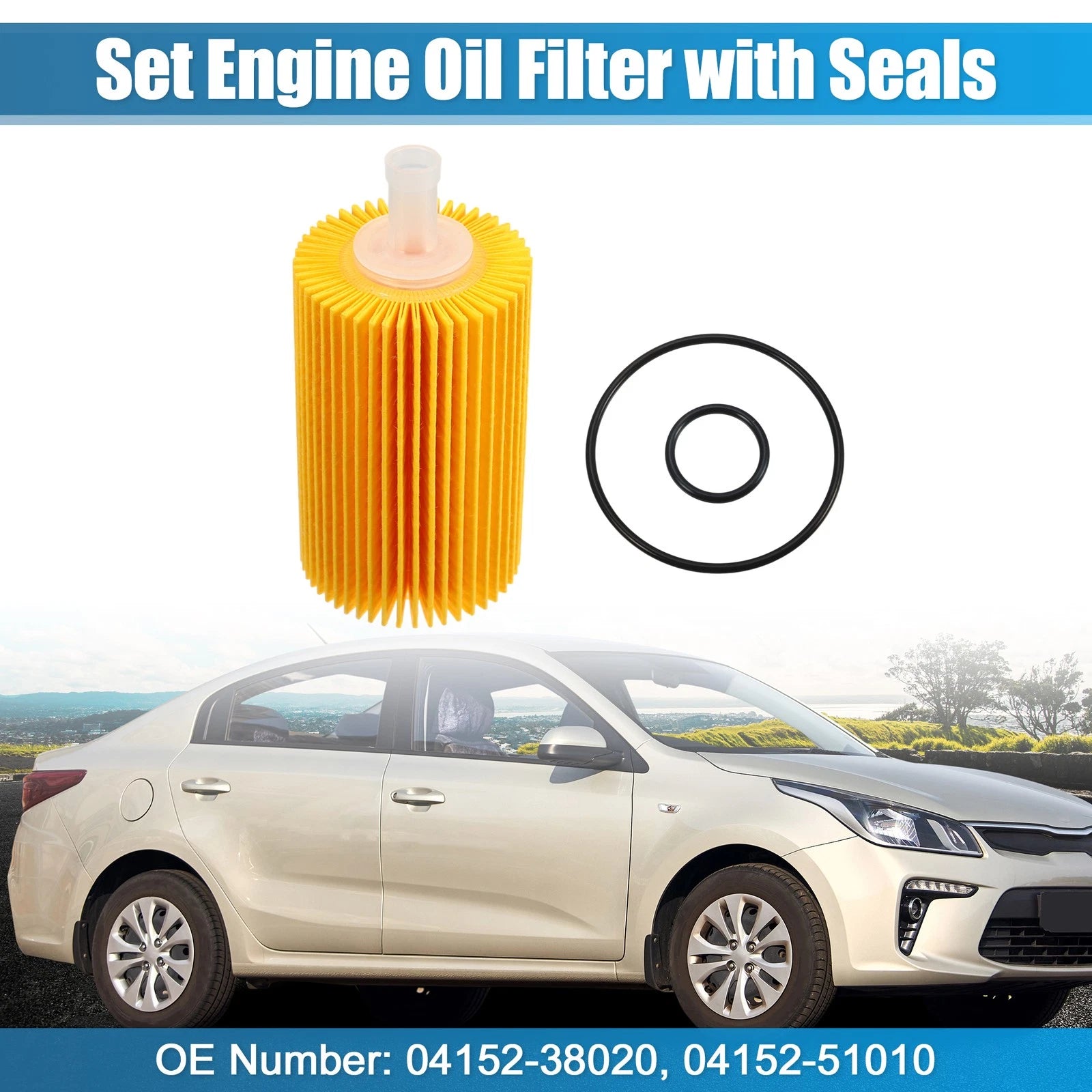 Set of 2 Engine Oil Filters 04152-38020 04152-51010 04152-YZZA4 for Toyota Sequoia (2001–2022)