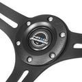 350mm 2.5" NRG 3-Spoke Black Suede Leather Steering Wheel w/6 Bolts for Universal