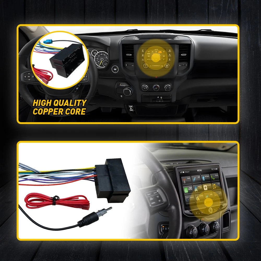 Stereo Radio Wire Harness with Antenna Adapter for RAM 1500 2500 (2013-2019)