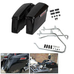 Saddle Bags with Chrome Conversion Brackets for Harley Softail Fatboy