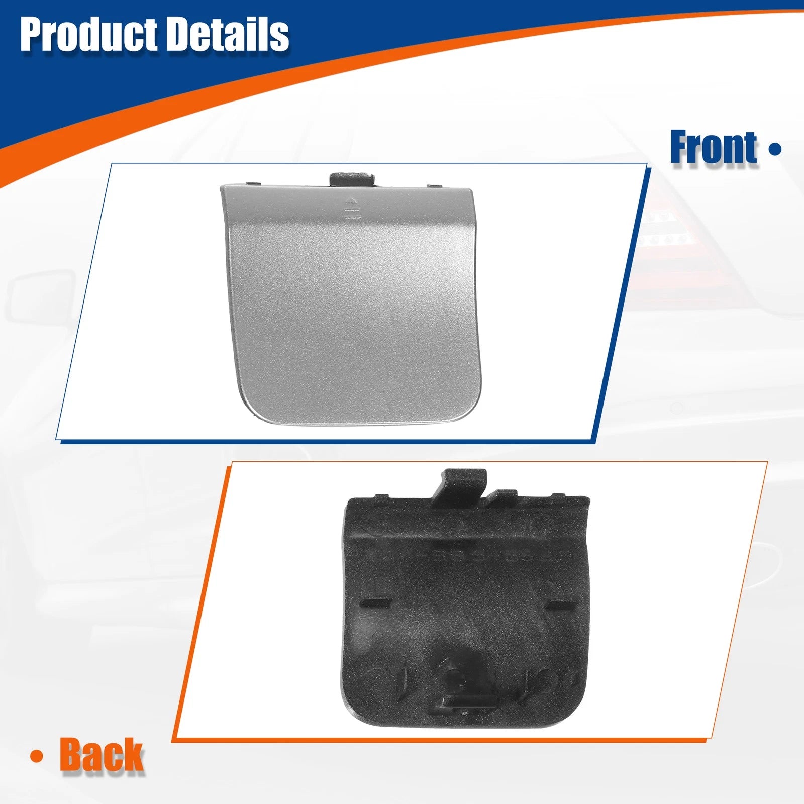 Rear Car Bumper Tow Hook Cover for Mercedes-Benz (A2048855623) Silver Tone