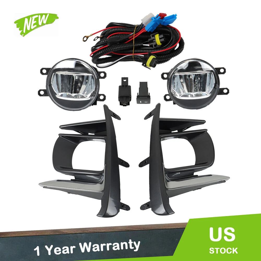 Set of 2 LED Fog Lights Assembly for Toyota Sienna (2018–2020) Chrome