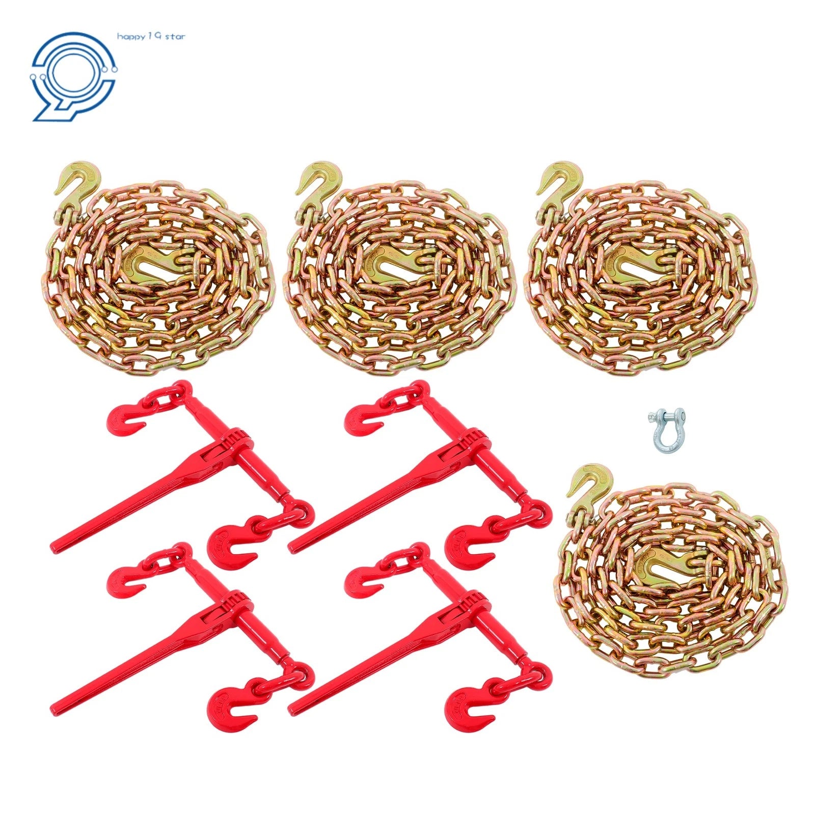 Set of 4 Chain Binders for Load Securement (10FT, 3/8"-1/2", G80)