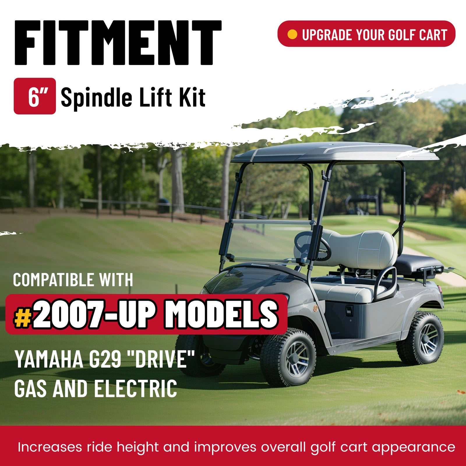6" Spindle Lift Kit for Yamaha G29/Drive Golf Cart (2007-Present)
