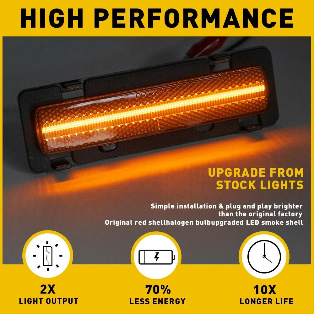 2X Smoked Lens Amber LED Front Bumper Side Marker Lights for Chevy Camaro (1982–1992)