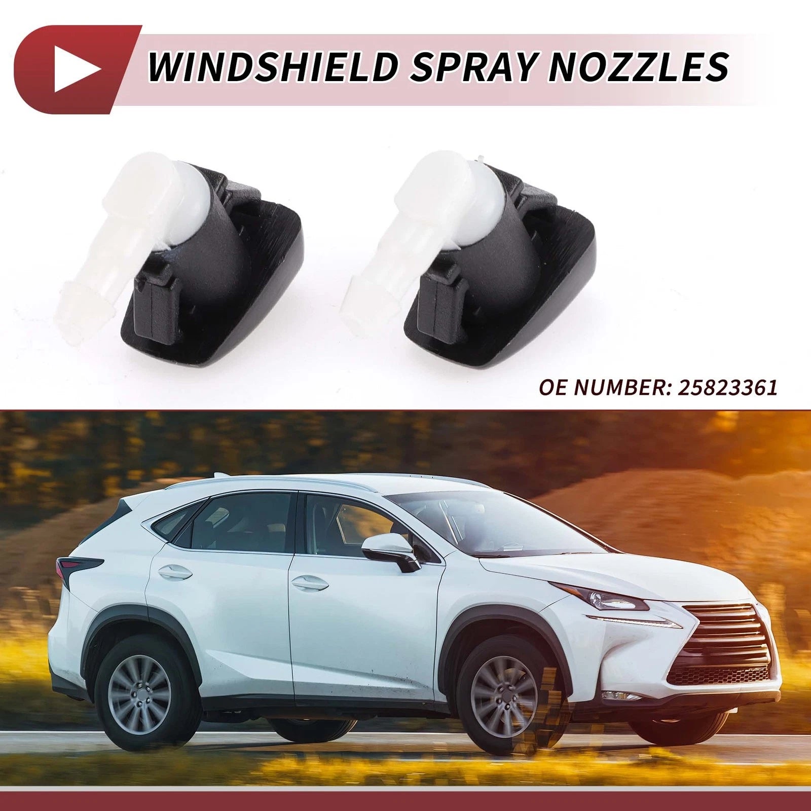 Set of 2 Windshield Washer Nozzles for Cadillac SRX (No. 25823361)