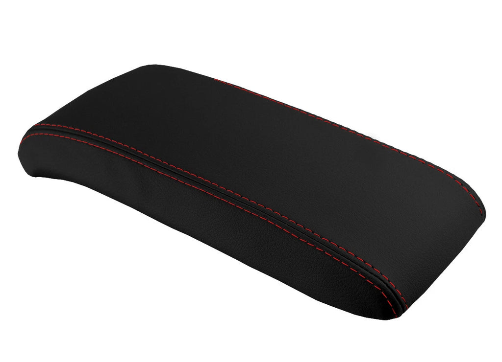 Leather Console Lid Armrest Cover for Jeep Compass (2009–2016) Red Stitch