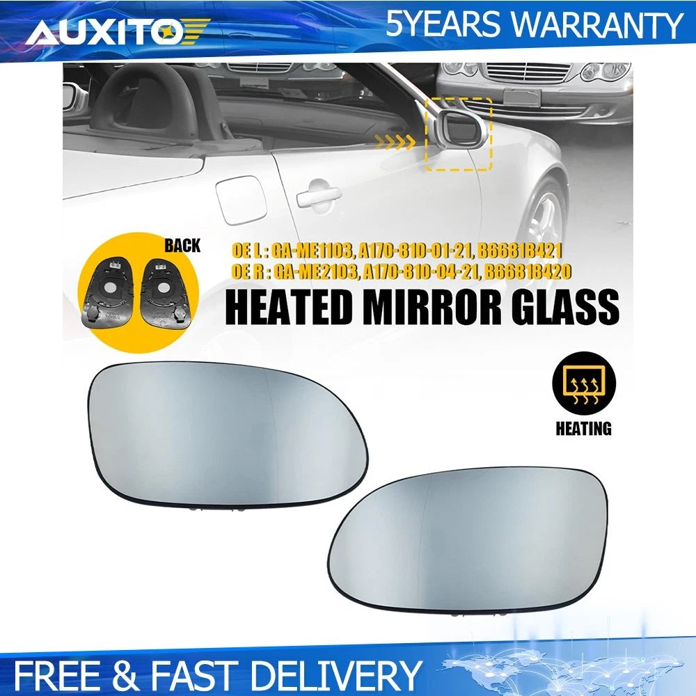 Heated Mirror Glass Replacement Left & Right for Mercedes-Benz CLK55 H (2003–2009)