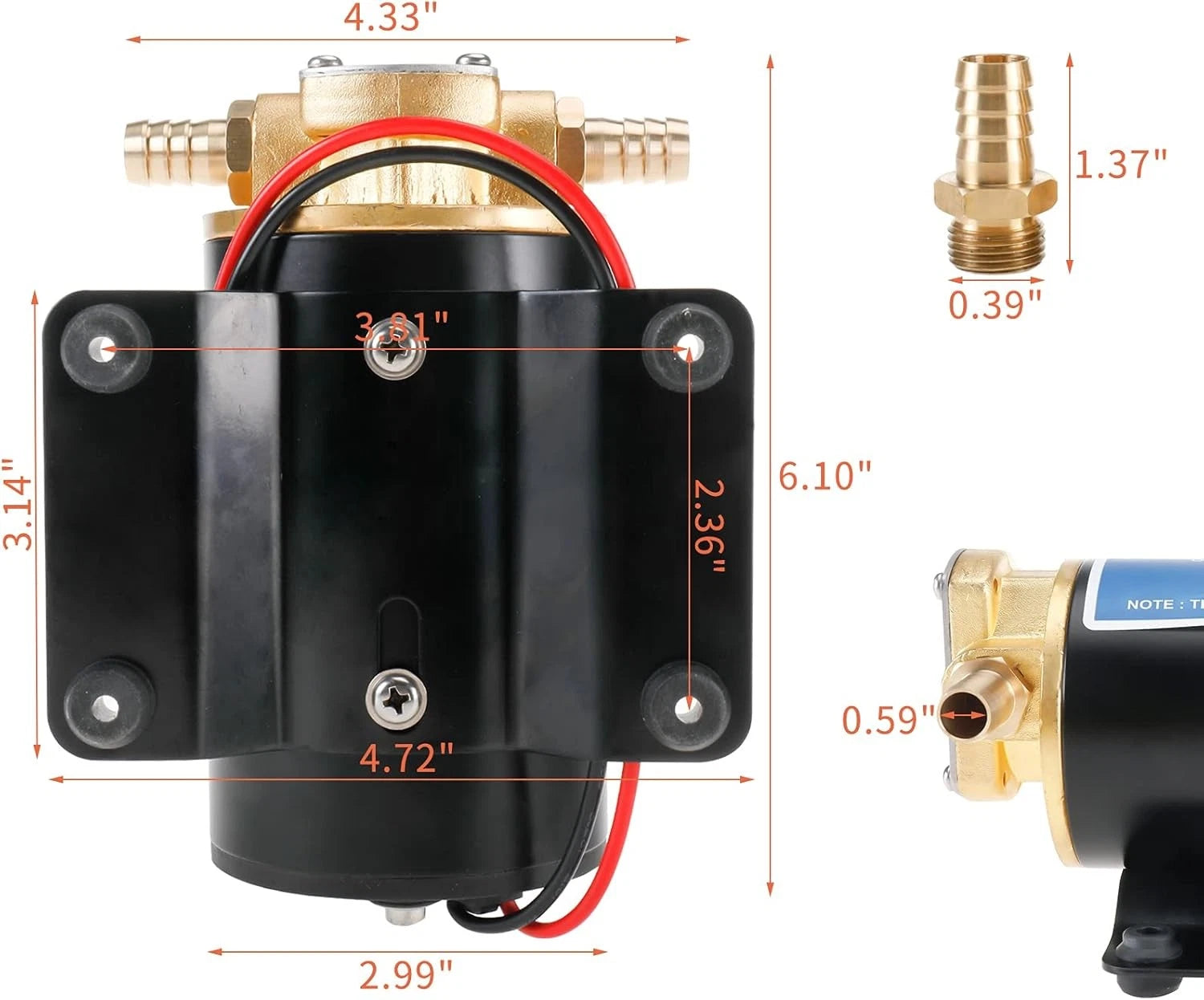 12V 3.2GPM Self Priming Gear Pump for Diesel Fuel Scavenge Oil Transfer
