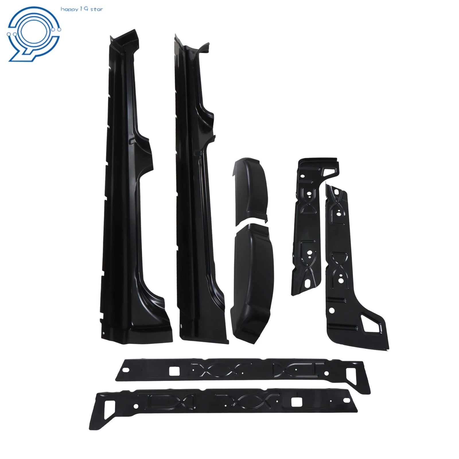 8Pcs Rocker Panel Black for Silverado Sierra 1500 Crew Cab (1999–2007)