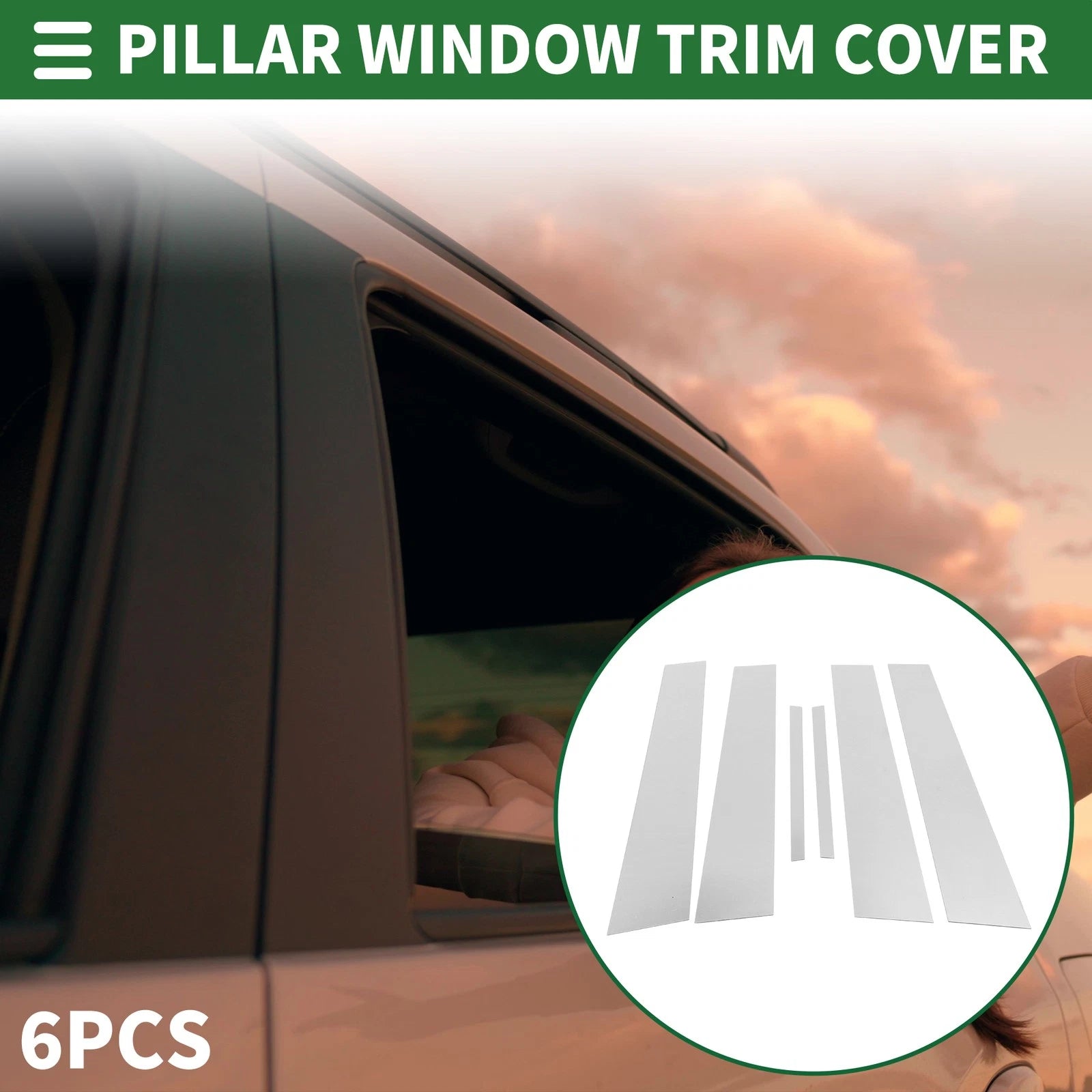 Set of 6 Door Pillar Window Trim for Dodge Charger (2011–2014) Chrome