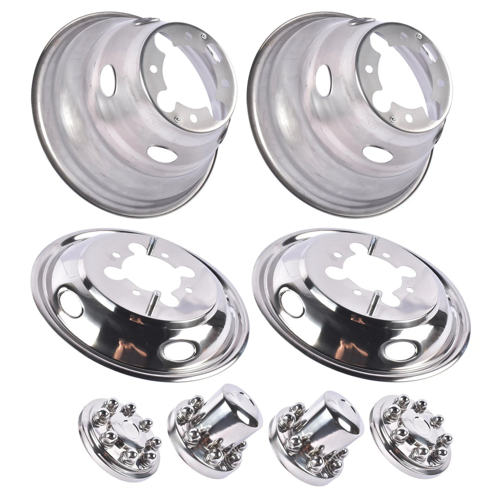 Set of 4 Stainless Steel Dual Wheel Simulator Covers for Dodge Ram 3500 (2003–2018)