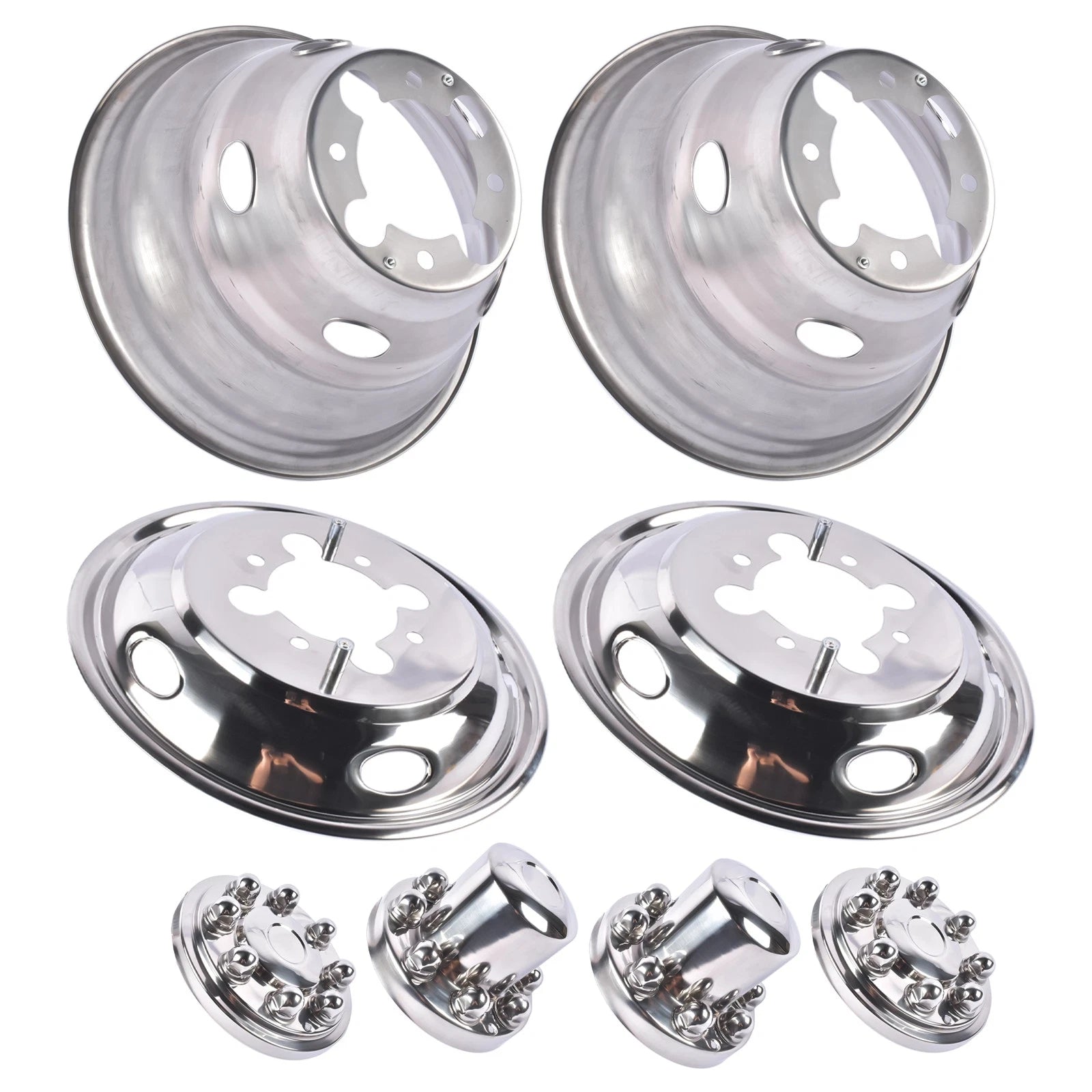 Set of 4 Stainless Steel Dual Wheel Simulator Covers for Dodge Ram 3500 (2003–2018)