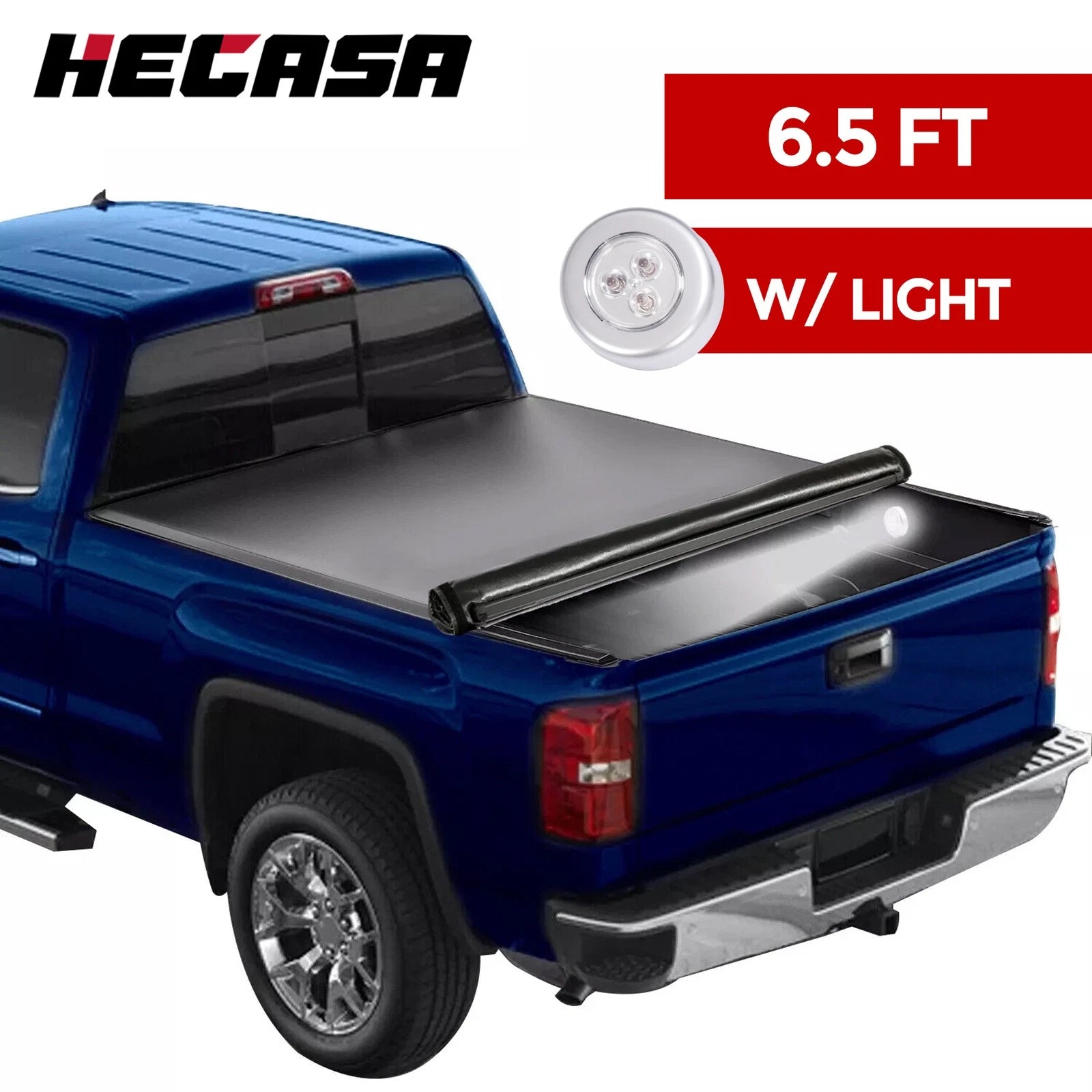 6.5FT Roll-Up Vinyl Tonneau Cover for Silverado Sierra 1500 (2007–2014)