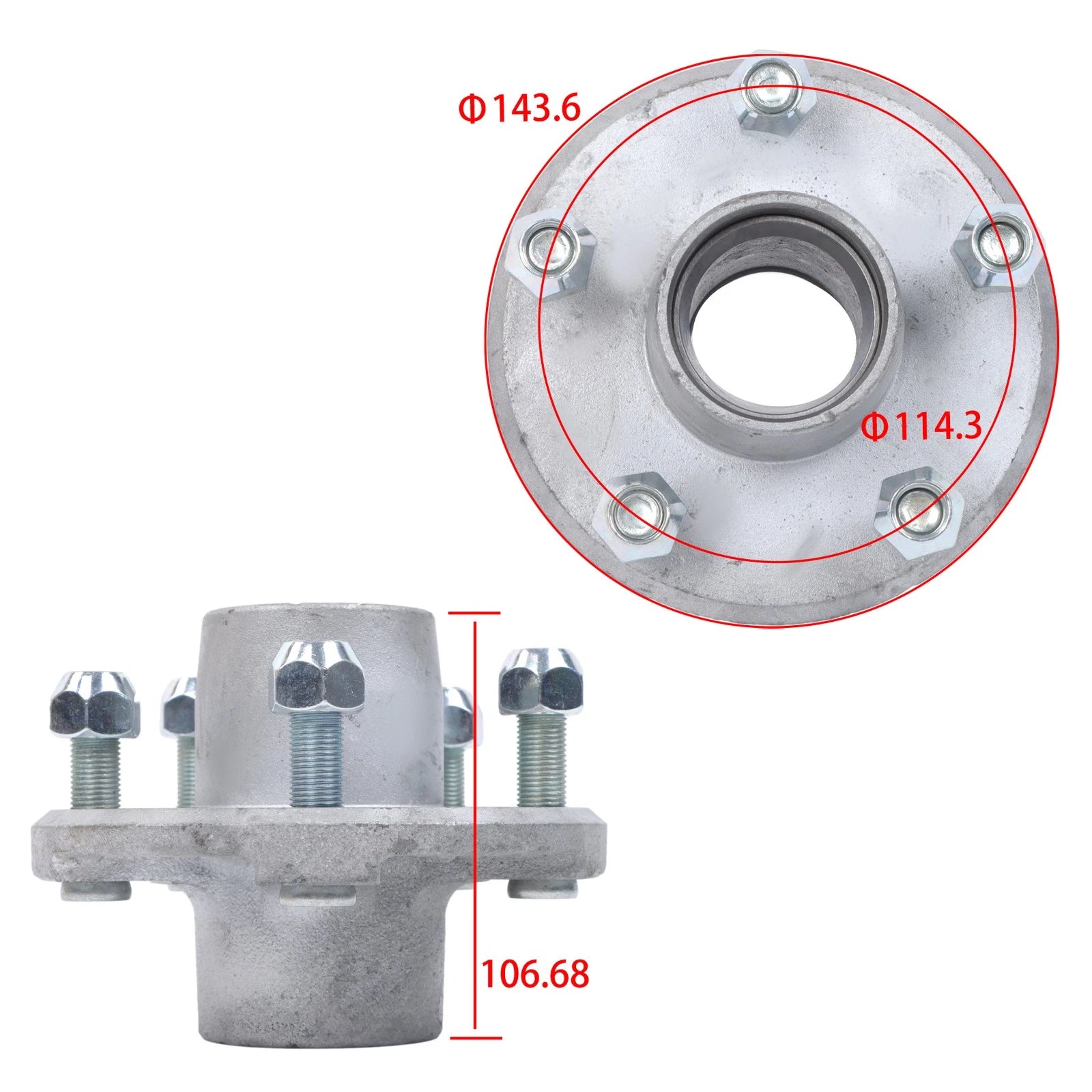 Set of 4 Galvanized Trailer Hub Kits for 2k lbs Spindle (1" or 1.0625")