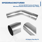 2.5" Mild Steel Mandrel Exhaust Tubing 45 Degree Bend for Custom Applications