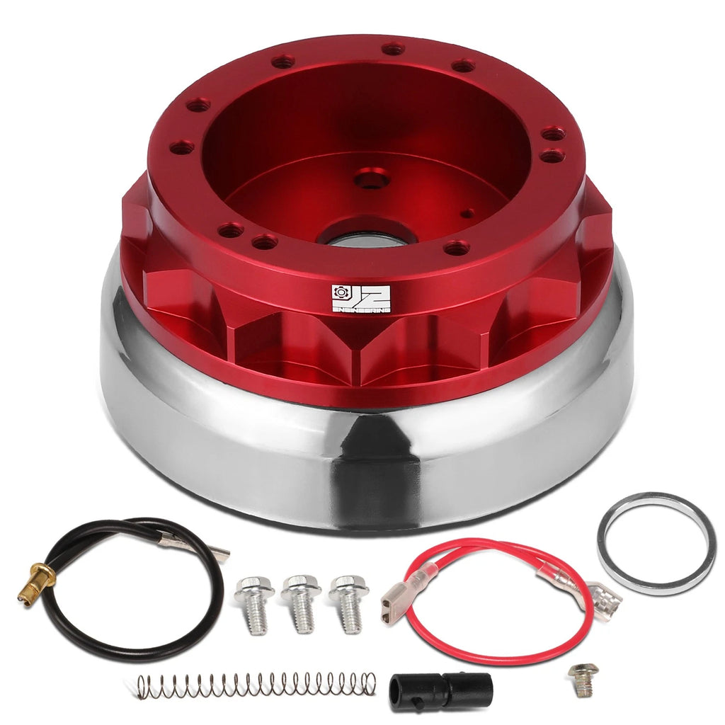 J2 Steering Wheel Hub Adapter for Ford Fairlane Mustang (1965–1969) Red Aluminum 6-Bolt