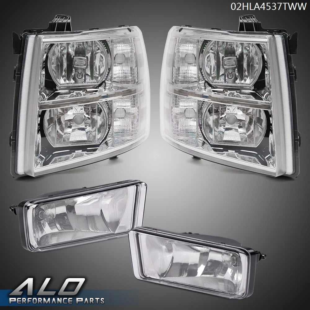 Clear Corner Headlights + Fog Lights for Silverado 1500/2500/3500 (2007–2013)
