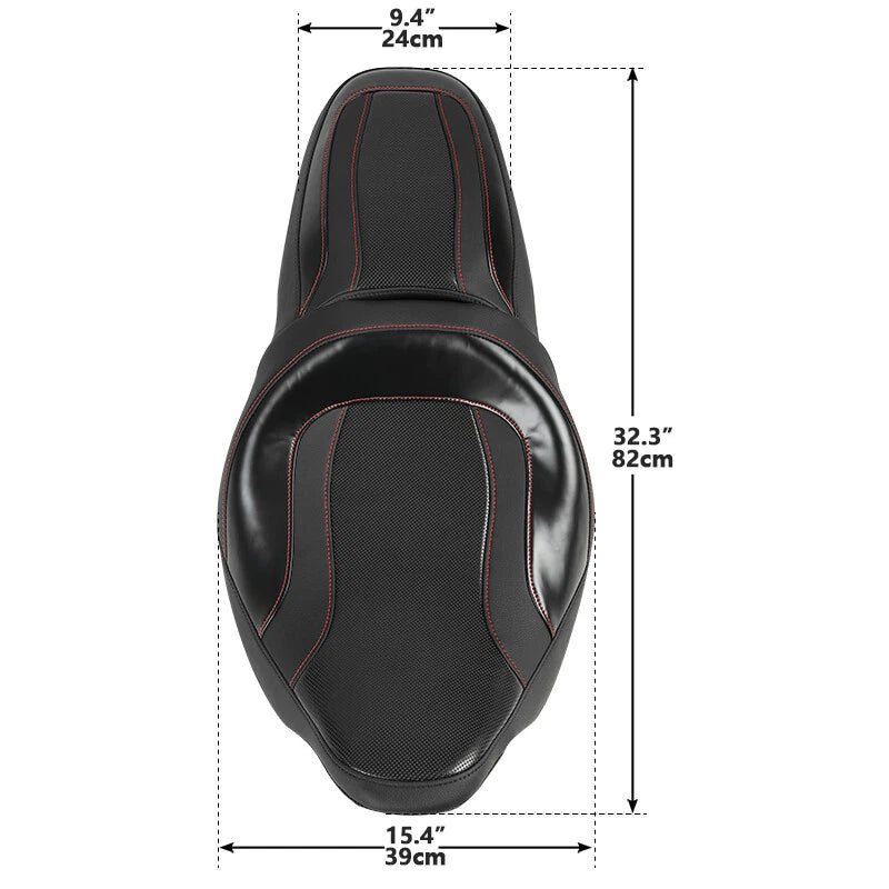 Black Driver Passenger Seat for Harley Touring CVO Street Glide (2009–2023)
