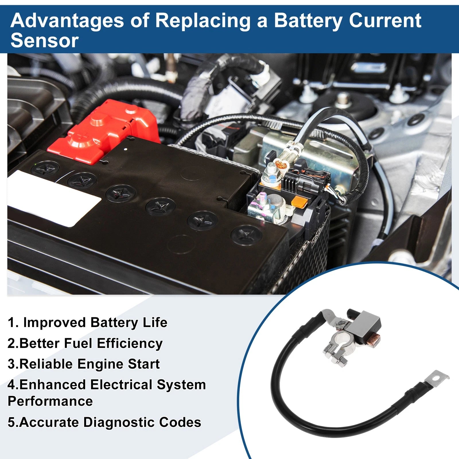 Battery Current Sensor No.61126970685 for BMW 328i (2007–2013) 1 Pc