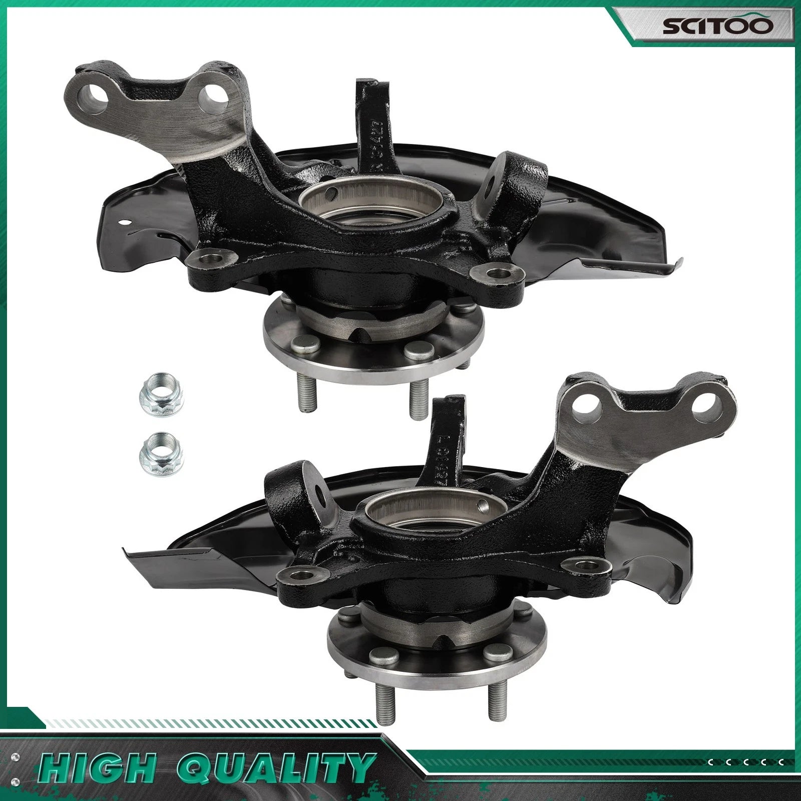 Pair Front Steering Knuckle & Wheel Bearing Hub for Toyota Highlander (2004–2007)