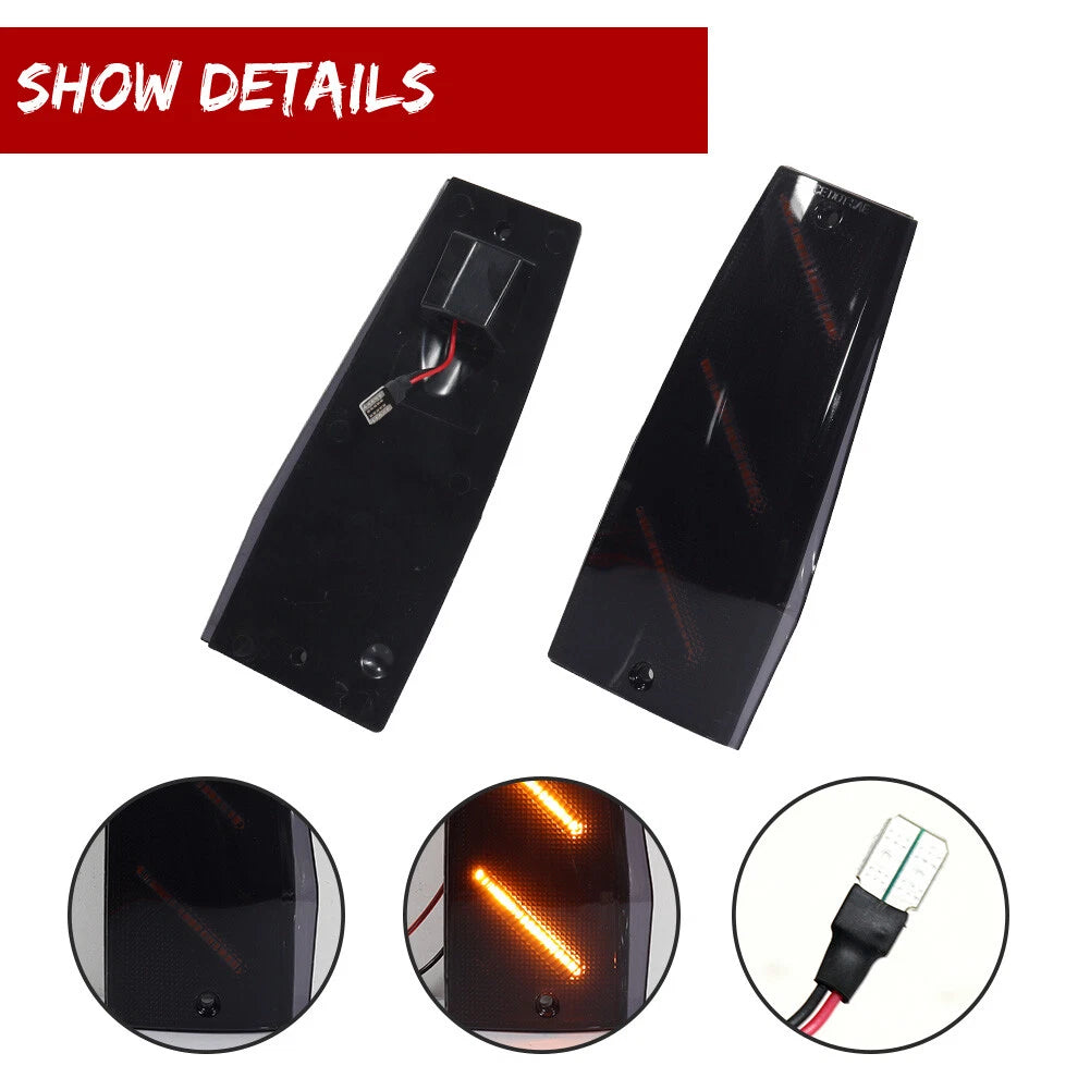 2X Smoked Amber LED Front Vertical Side Markers for Jeep Cherokee XJ