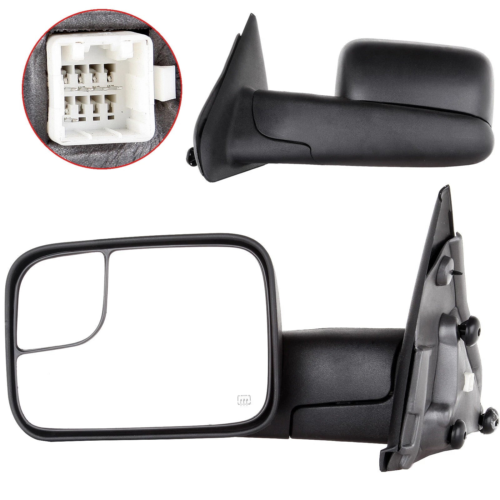 Pair Power Heated Tow Mirrors for Dodge Ram 1500 (2002–2008) & Ram 2500/3500 (2003–2009)