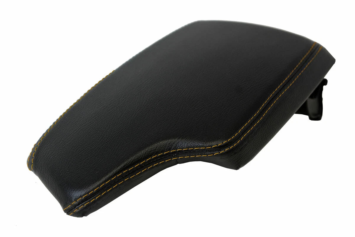 Leather Console Lid Armrest Cover for BMW F30 (2014–2018) Black Beige Stitch