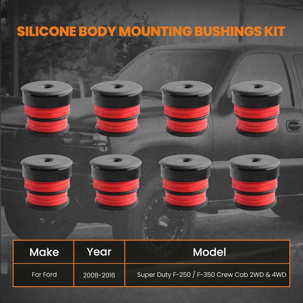 Silicone Body Mount Bushings Kit for Ford Super Duty F-250/F-350 (2008–2016)
