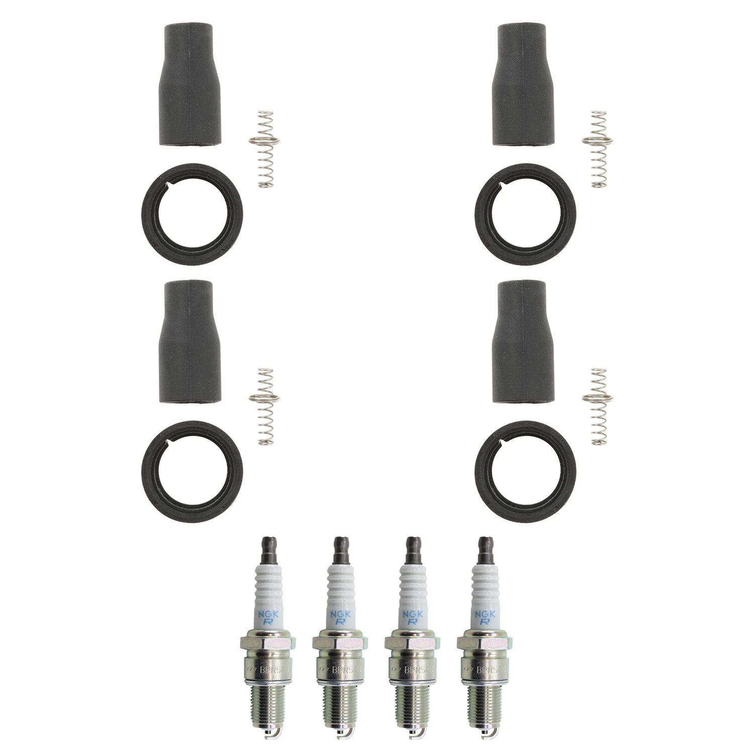 Set of 4 NGK Standard Spark Plugs & Coil Boots for Kia Optima (2006)