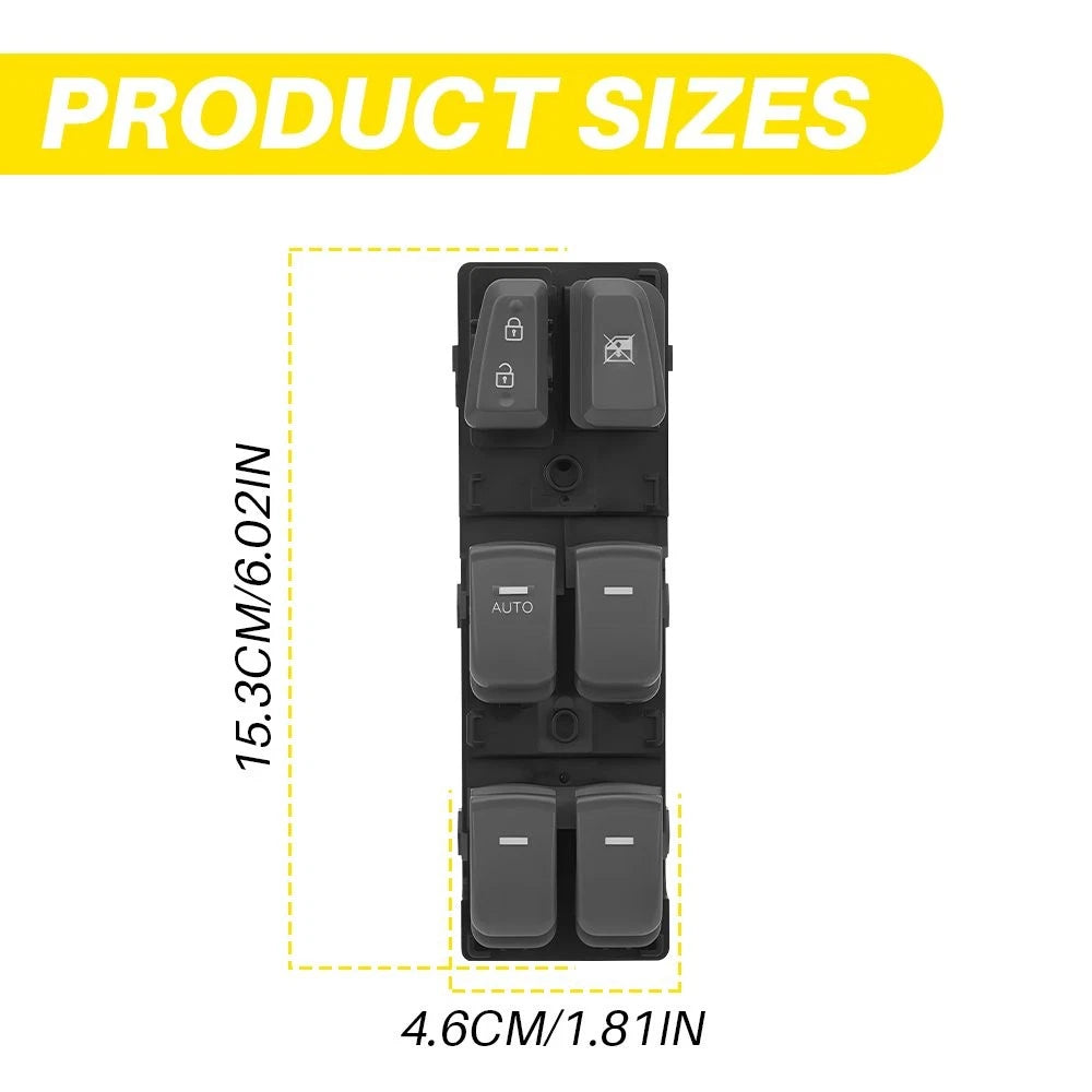 Driver Door Power Window Switch for Hyundai Sonata (2011–2014) Gray Left