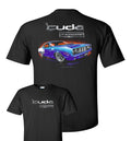 Black T-Shirt with Blue 1971 Plymouth Cuda Logo for Adults (1971–1971)