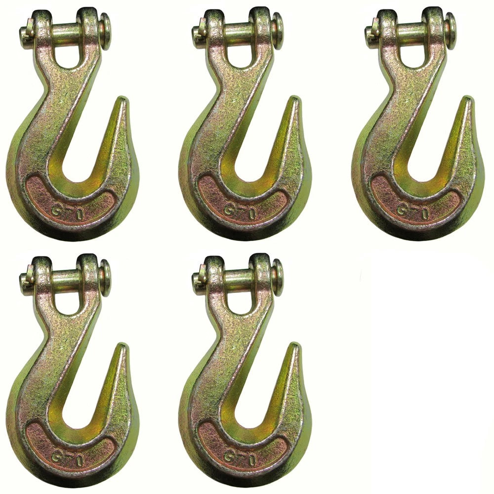 Set of 5 G70 Clevis Grab Hooks 3/8" for Wrecker Tow Chain Flatbed Trailer