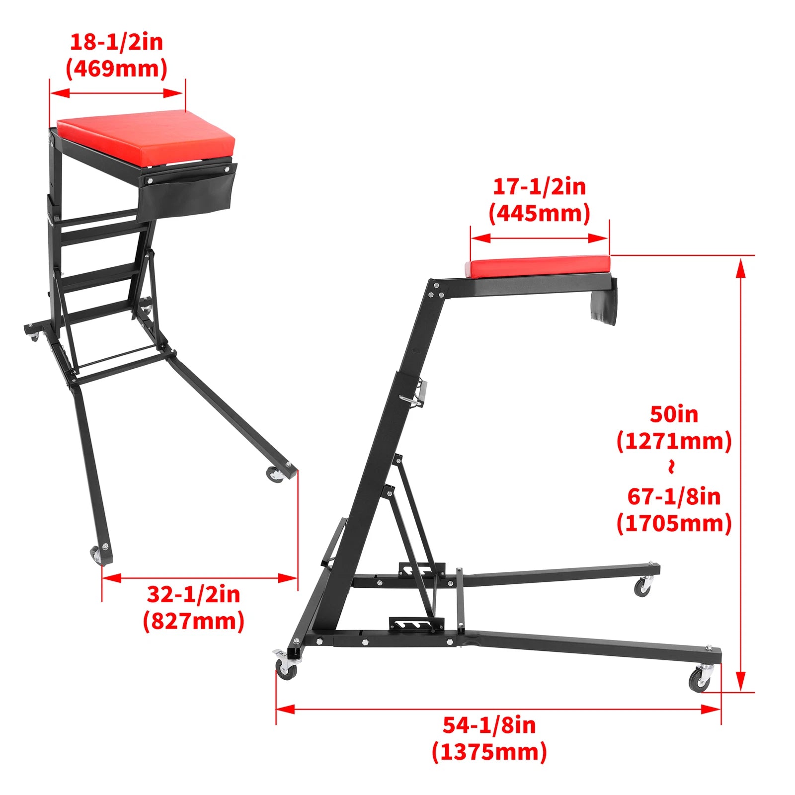 Adjustable Height Topside Creeper for Engine Work with 4 Wheels