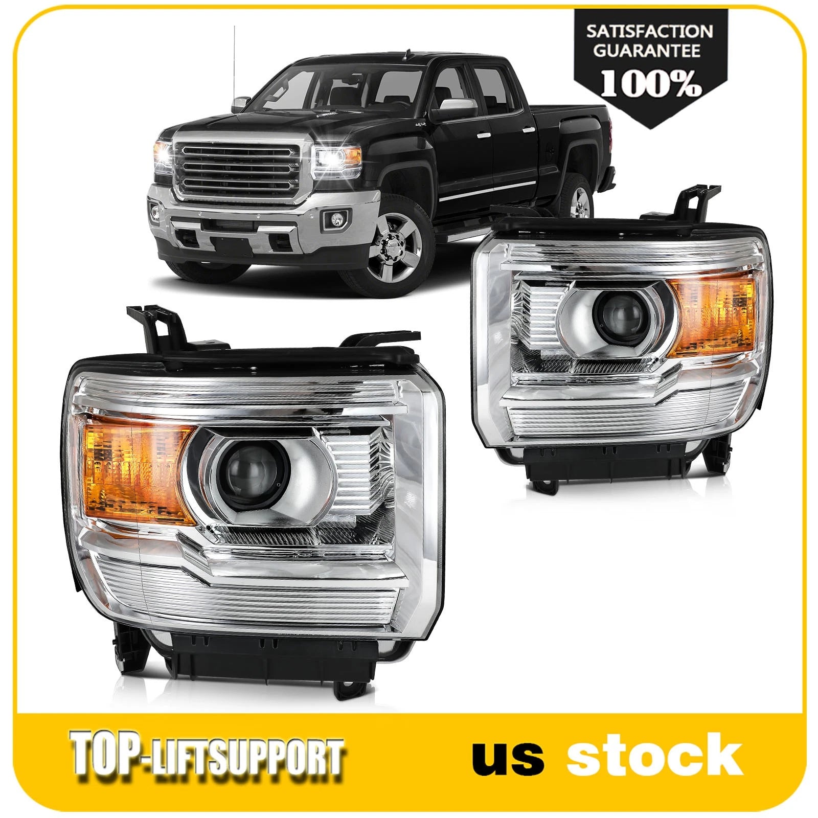 Headlight Assembly for GMC Sierra 1500, 2500HD, 3500HD (2014–2015)