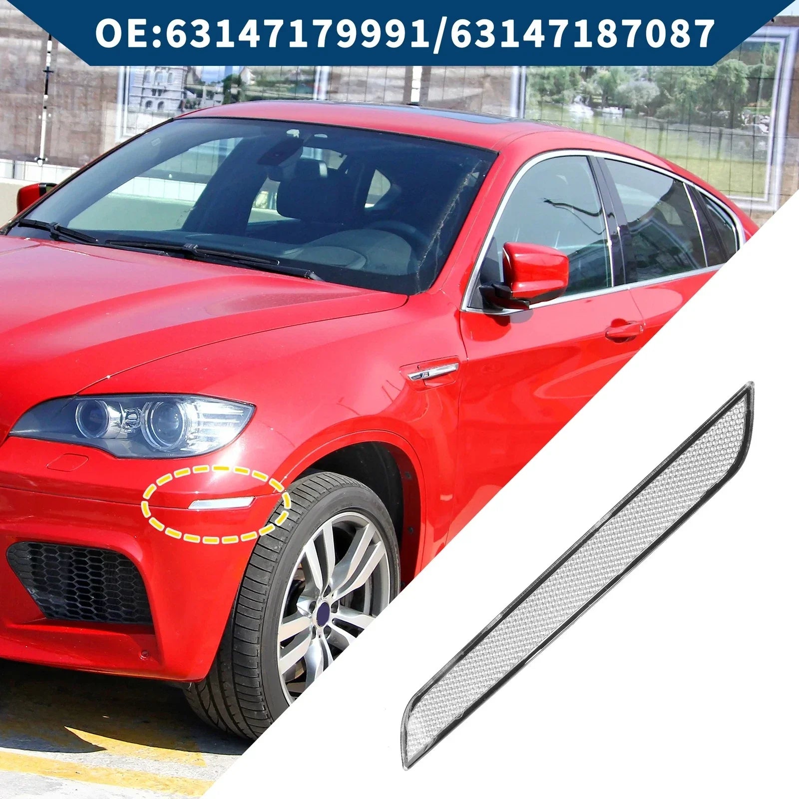 Front Left Bumper Reflector for BMW X6 (2008-2014) White