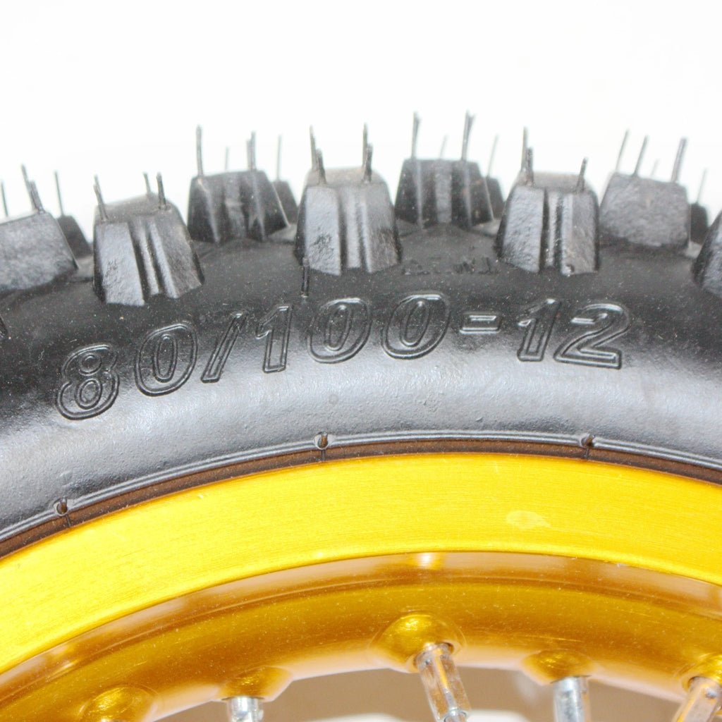 12mm Front + 15mm Rear Wheel Rim Tire for PIT PRO Dirt Bike (12")