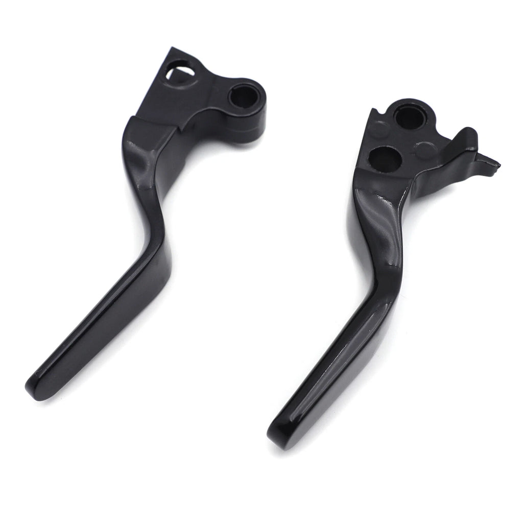 Black Smooth Shorty Wide Brake Levers for Harley XL/Dyna/Softail (1996–2014)