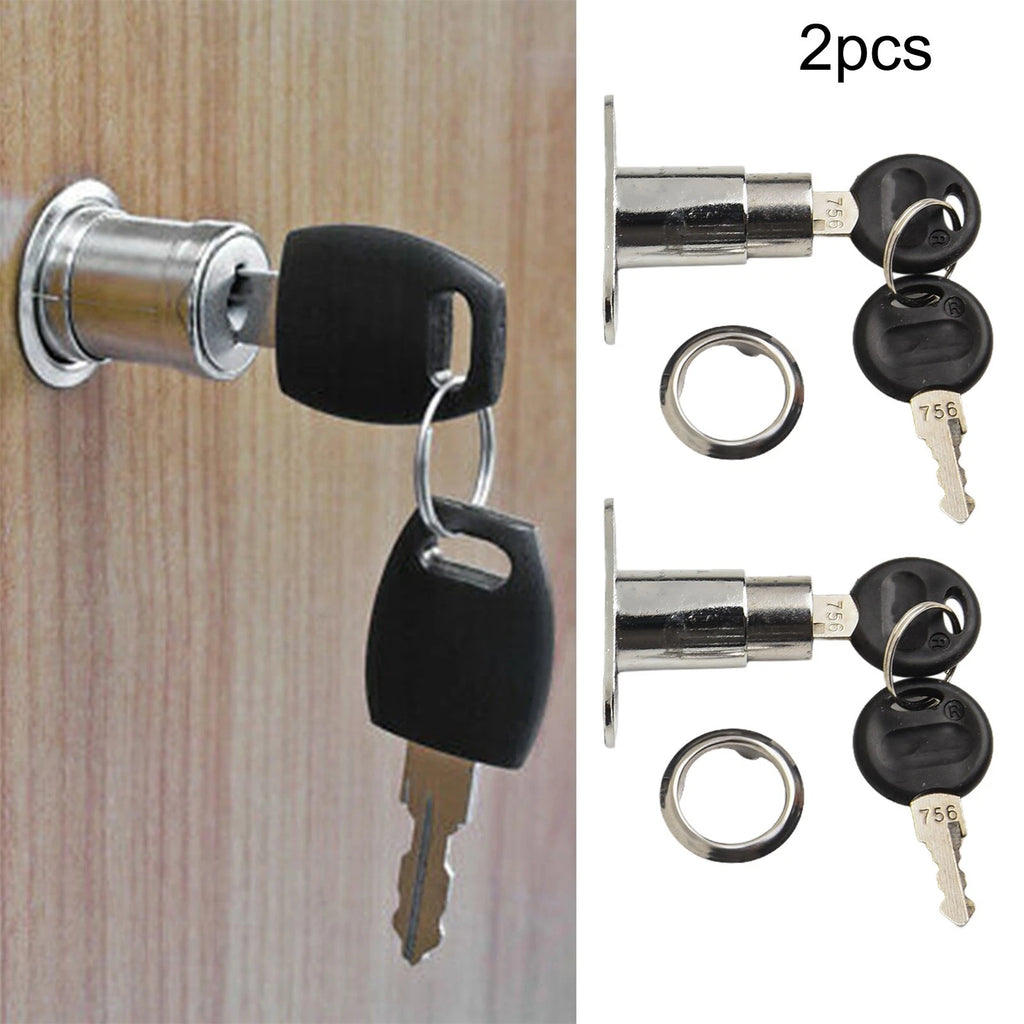 2X Cabinet Push Plunger-Lock Cylinder Locks for Home Tool