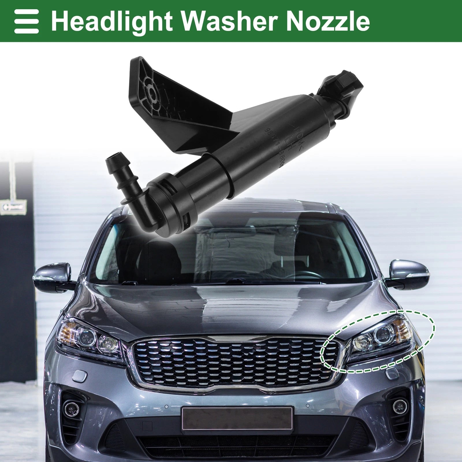 Front Driver Side Headlight Washer Nozzle for Hyundai Santa Fe (2013–2018) No. 98671B8000