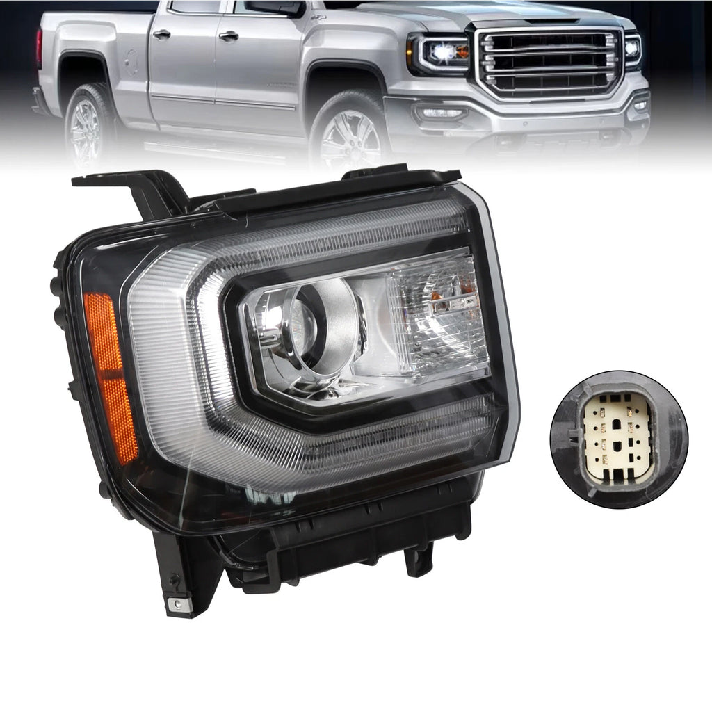 LED DRL Projector Headlight for GMC Sierra 1500 (2016–2018) RH HID/Xenon