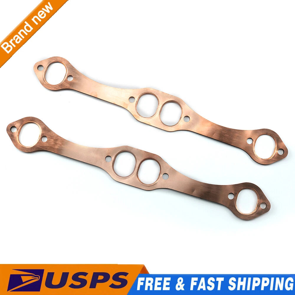 SBC Oval Port Copper Header Exhaust Gaskets for SB Chevy 327 305 383 (Reusable)