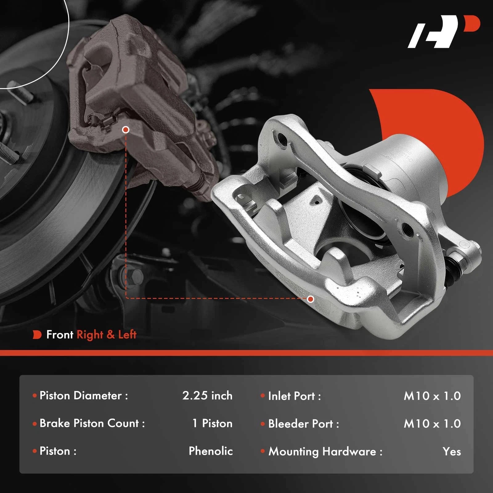 Pair Front Brake Calipers for Kia Niro (2017–2022) Hyundai Ioniq (2017–2022)