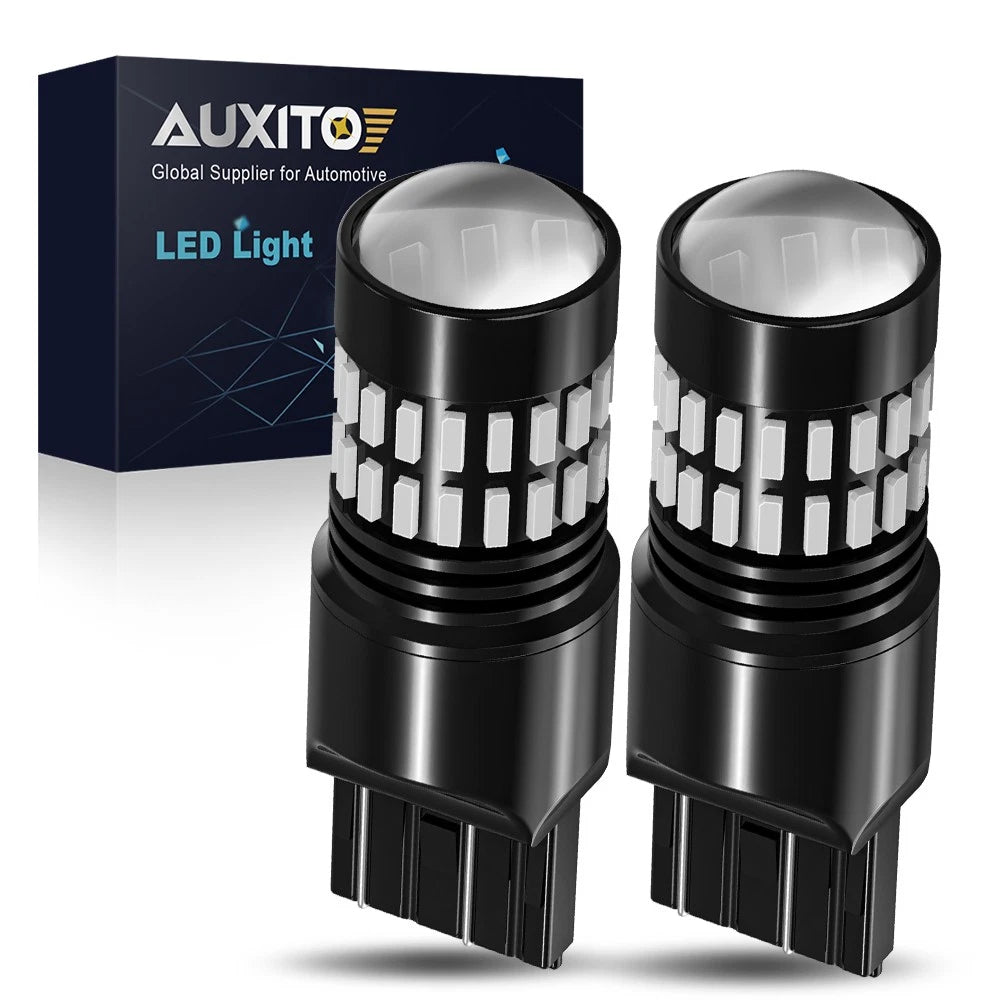 Pair LED Strobe Brake Tail Stop Light Bulbs 7443 7440 for