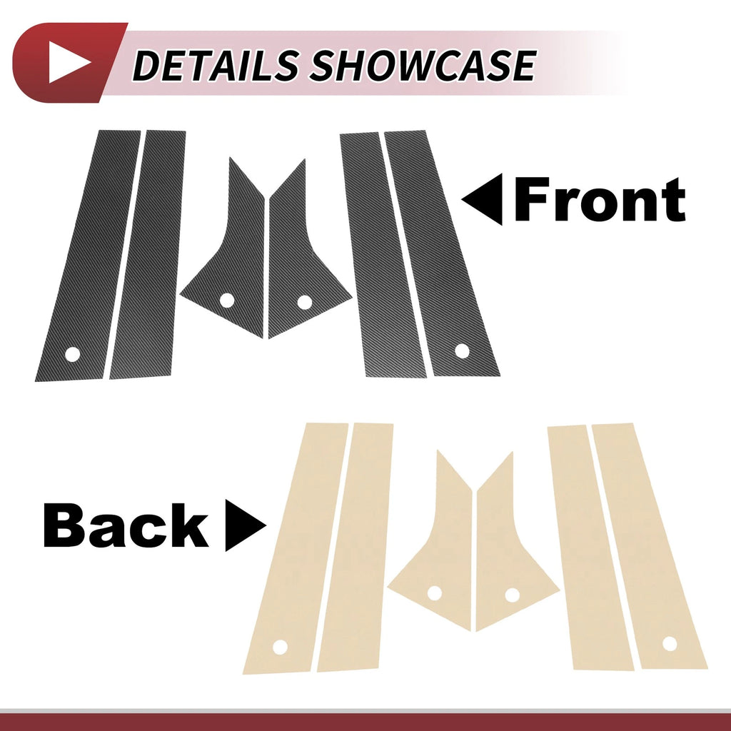 Set of 6 Door Pillar Window Trim for Ford Mach-E (2020–2023) Carbon Fiber