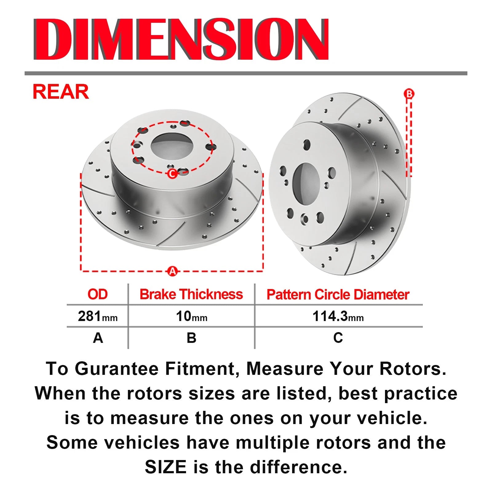 Brake Rotors and Ceramic Pads Kit for Toyota Camry (2012-2017)