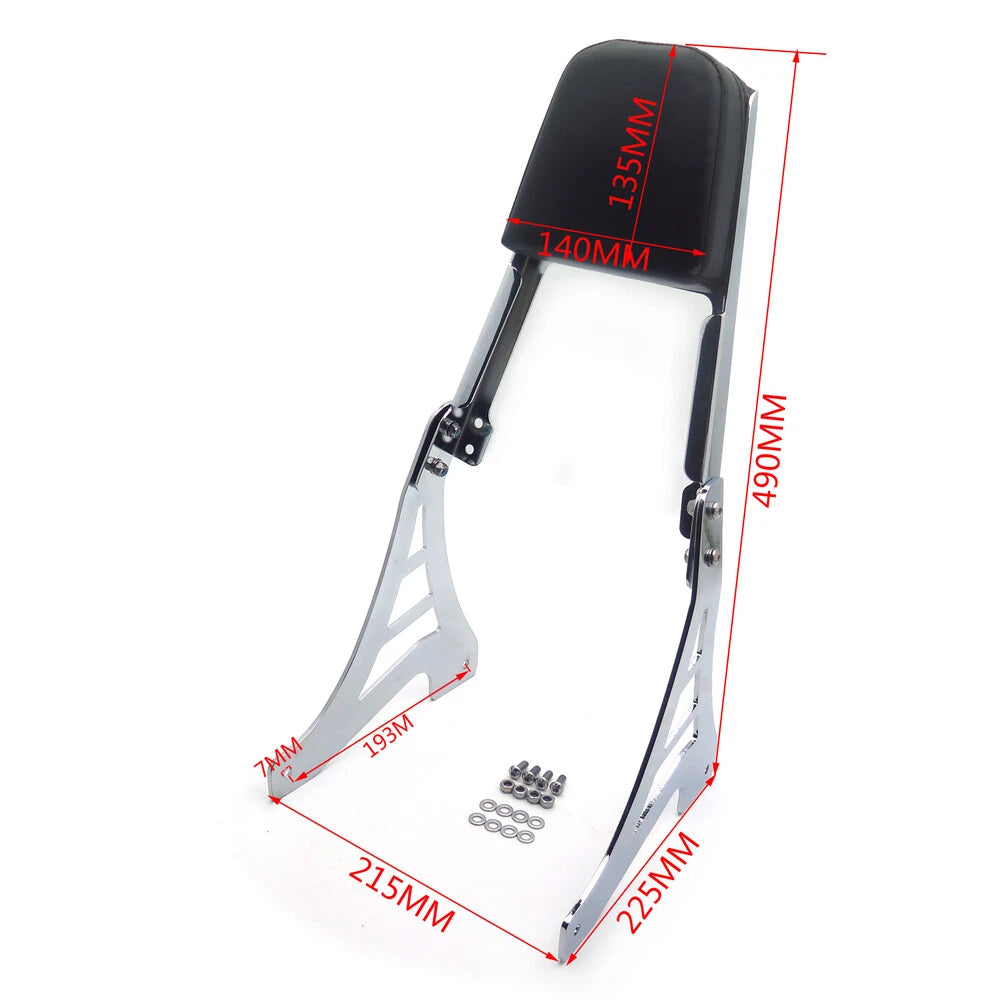 Chrome Flame Backrest Sissy Bar with Leather Pad for Harley Sportster (1200, 883)
