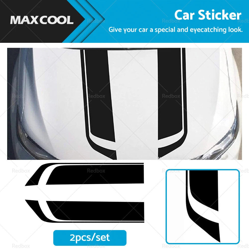 2X Black Racing Car Hood Stripe Decal Vinyl Sticker Universal