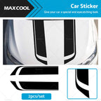 2X Black Racing Car Hood Stripe Decal Vinyl Sticker Universal