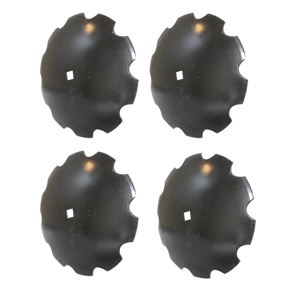 Set of 4 Notched Disc Harrow Blades 16" for Square Axle (1" x 1 1/8")